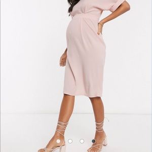 Blush midi maternity dress